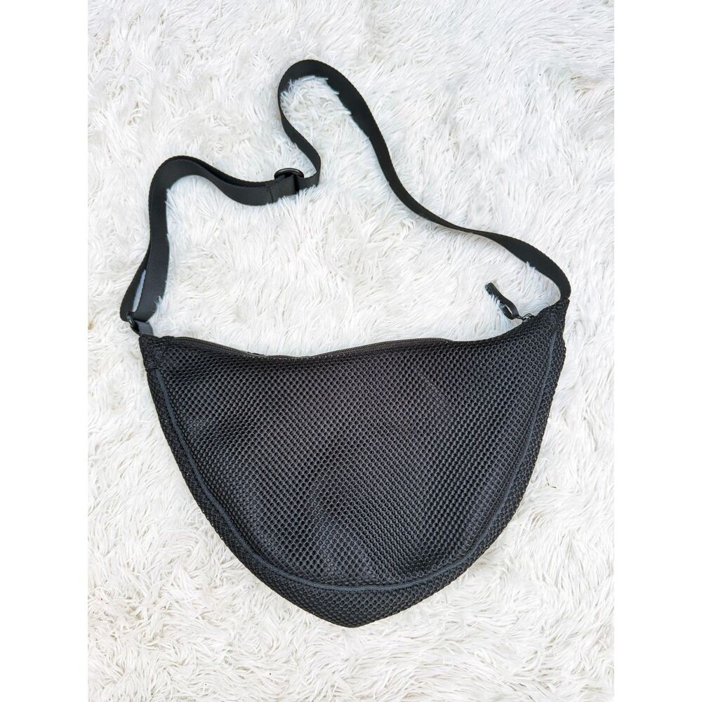 UNIQLO Black Mesh Crossbody Sling Bag Unisex Adjustable Strap
